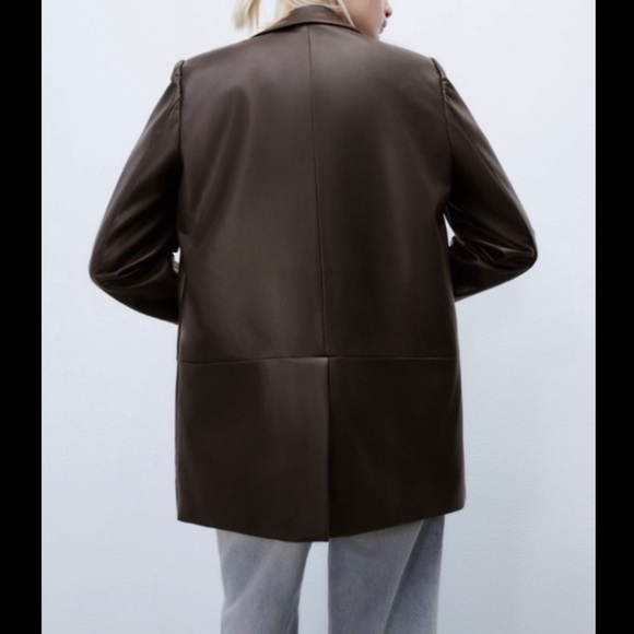 FAUX LEATHER MENSWEAR STYLE BLAZER - Picture 8 of 14